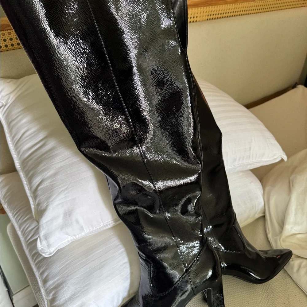Vince Camuto patent leather knee-high boots Wide Calf